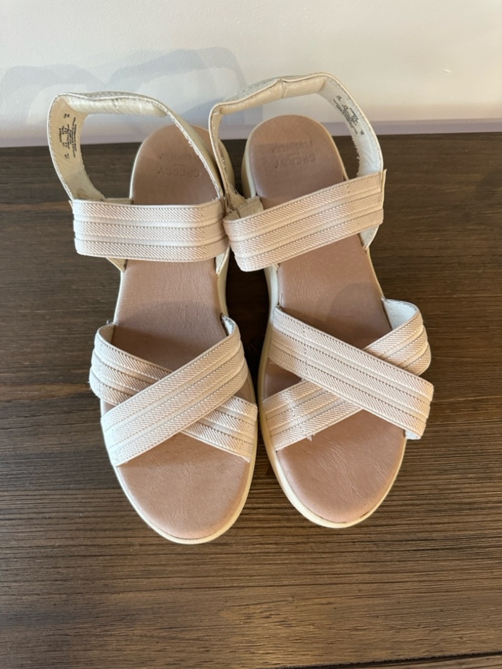 Sperry Sandals Neutral Platform Strap Sandals - Cream very good condition